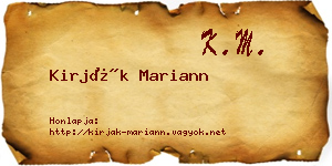 Kirják Mariann névjegykártya
