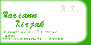 mariann kirjak business card